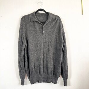Mens Cashmere Sweater Sz Large Made In Italy Gray Luxury